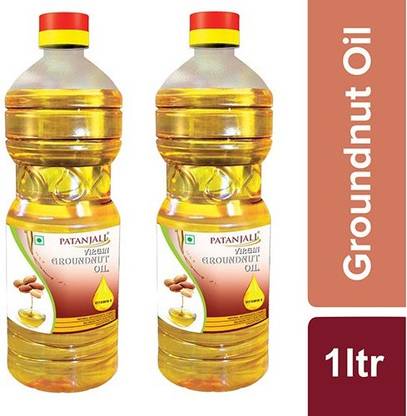 PATANJALI Virgin Groundnut Oil 1L (Pack of 2 ) Groundnut Oil Plastic Bottle