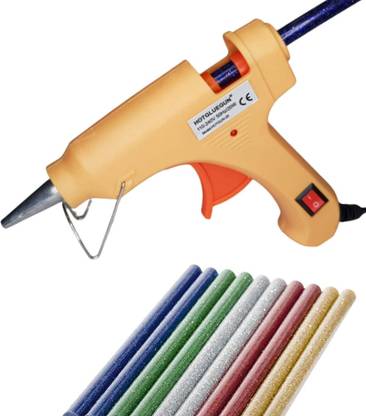 HOTGLUEGUN 20WATT 20W HOT GLUE GUN WITH 10 GLITTER GLUE STICKS Standard Temperature Corded Glue Gun