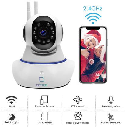 CFFTED Double Antenna Smart Wi-Fi Auto- Rotating Via Mobile Night Vision Mobile HD CCTV Wifi Camera 720P with Audio and Wall Mount Camera Security Camera