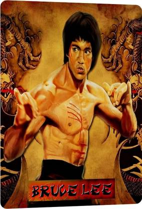 LADY HAWK Bruce Lee Poster Design Fridge Magnet. A Memorable Gift for all his fans. Sticks on any Metal Surface. Powerful Bruce Lee Fridge Magnet Souvenir Large Size 10x7cms. (ZX1) Fridge Magnet Pack of 1