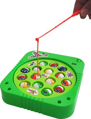 Super Toy Plastic Fish Catching Game for Kids with 3 Fishing Rod - Multicolor