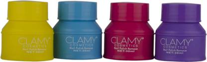 Clamy Pre-Moistened Foam Nail Polish Remover for All Types Nail Pant 30 ml (Pack of 4)