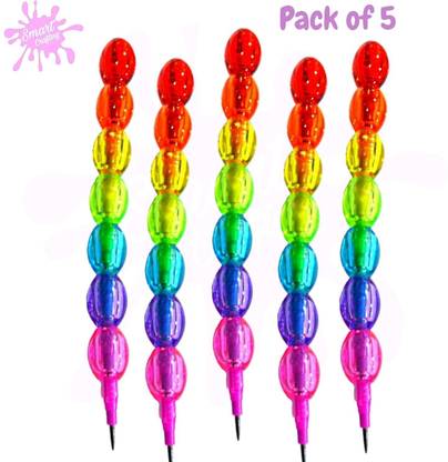 SmartCrafting Colourful Pearls Moti Design Non-Sharpening Stacking Pencil for Kids, Birthday Party Return Gifts Pencil Pencil