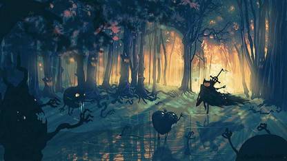 Berserk Adventure Time Black Swordsman Guts Trees Hd Matte Finish Poster Paper Print