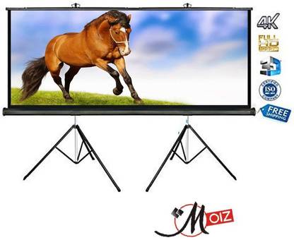 Moiz Double Tripod Stand Projector Screen Size (10 ft. (Width) x 8 ft. (Height) - 150" inch) Diagonal in 4:3 Aspect Ratio Supporting Remode Control Active 3D, 1080P, Ultra 4K, Technology, Ultra HD Projector Screen (Width 304 cm x 243 cm Height)