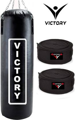 VICTORY Unfilled Punching Bag Synthetic Leather with Hand Wrap Hanging Bag
