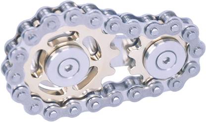 NH WORLD Sprockets Chain Fidget Toys Metal Sensory Bike Chain with 2 Gears Stainless Steel Fidgets Spinner for Kids & Adults Toy Pack Pocket Size(Gold)