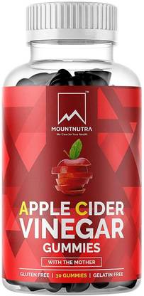 mountnutra Apple Cider Vinegar Gummies with Mother Unfiltered ACV, Gluten-Free, Chewable,