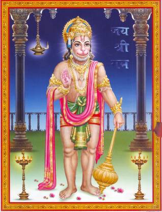 imbue Hanuman self adhesive vinyl painting without frame Digital Reprint 24 inch x 24 inch Painting