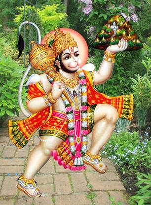 imbue Hanuman self adhesive vinyl painting without frame Digital Reprint 24 inch x 24 inch Painting