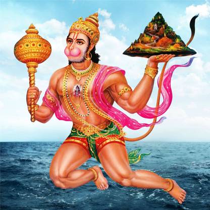 imbue Hanuman self adhesive vinyl painting without frame Digital Reprint 36 inch x 48 inch Painting
