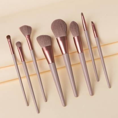 Shrijaa Beauty Makeup Brushes 8 Pieces Makeup Brush Set Cosmetics Professional Face Powder Foundation Blush Eyeshadow Makeup Brush Tool Travel Size(Cream)