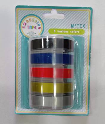 MOTEX Embossing Tape for Label Maker - Set of 5 Single Sided Handheld Label Tape (Manual)