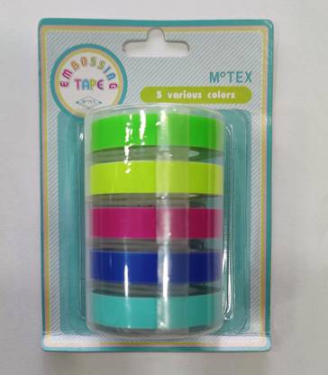 MOTEX Embossing Tape for Label Maker - Set of 5 Single Sided Handheld Label Tape (Manual)