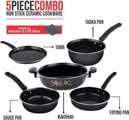 MandU Induction Bottom Non-Stick Coated Cookware Set