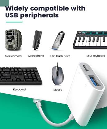 TECHGEAR USB Camera Female Cable for Lightning to USB Adapter Compatible with iPhone USB Adapter