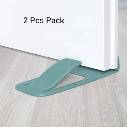 nivera 2Pcs Plastic Safety Door Stop Wall Protector Door Stopper Non-Slip Black Door Buffer Block Wedges Prevent Safety Doorstops - 2pcs Floor Mounted Door Stopper