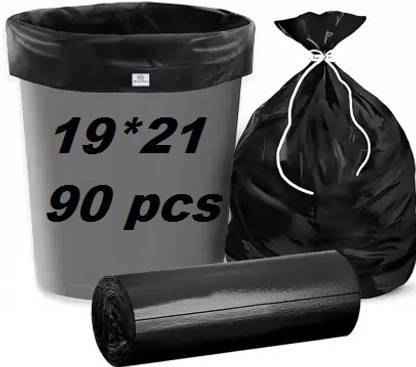 VOIISH 90 Pcs 19*21 Garbage Bags for Home, Factories, Parks etc Multi purpose usage Garbage Bags Medium 1 L Garbage Bag  Pack Of 90