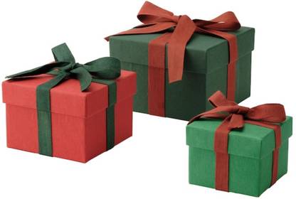 IKEA Gift box, set of 3, handmade green/red Paperboard , Paper Gift Wrapper