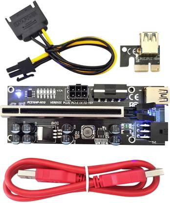 Tobo VER0010S Plus Ultra Latest, 8 Capacitor, GPU Riser, PCIE Riser Card Dual 6pin and 4Pin Molex Power 8 Capacitors for Stronger Power Supply. (VER010s Plus) DDR2 2 GB AMD/ATI Chipset 1000 bit 10 MHz Graphics Card