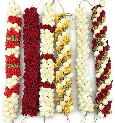 supermarche Hair Gajra in Artificial Mogra Flower with Multicolour And Multi Designe (Pack OF 5) Bun