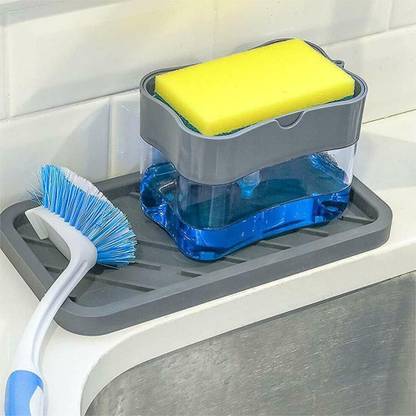 SmartCam 2 in 1 Soap Dispenser for Dishwasher Liquid Holder , Liquid Dispenser Through Pump ( Multi-Color , 400 ML) with Sponge 400 ml Gel Dispenser