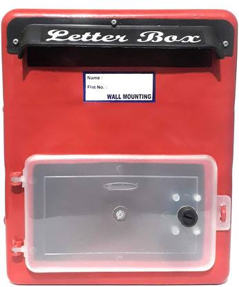 The Game Begins Wall Mounted Letter Box with Openable Door in Front, Size:28 x 24 x 5 cm, Red Wall Mounted Mailbox