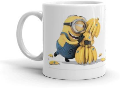 RMC Minion I Love Banana Minion with Banana Tea and Coffee mug For Kids,Sister, Brother, friends Ceramic Coffee Mug