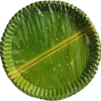 Siri Enterprises Zig Zag Banana Leaf Plates(19X2=38 Pieces) Dinner Plate
