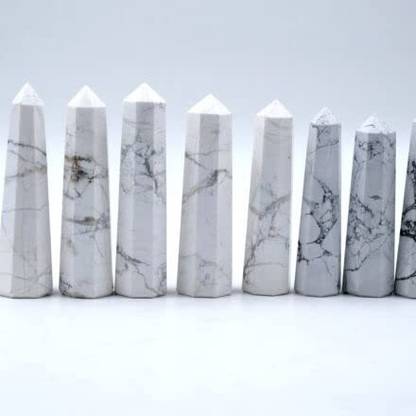 RadhikaGems Howlite Energy Point | Howlite Crystal Point | 120mm Large Crystal Energy Point | Healing Crystal | Meditation | Gift Energy Point Polished Angular Crystal Stone