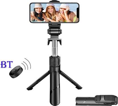 MOOLYP Mini Extendable Bluetooth Selfie Stick Cum Tripod Wireless Remote and trIPOD Stand,Stand for DSLR & Action Cameras for DSLR & Action Cameras Phone Mount For Office, Online Classes Teaching, YouTube Video and More Tripod, Tripod Kit, Monopod Mobile Holder