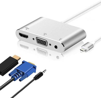 Verilux Lightning to HDMI Adapter/Lightning to VGA Adapter / 3 in 1 Adapter,4K Digital USB Adapter