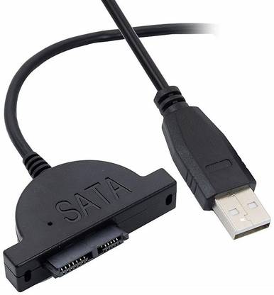 Nsinc  TV-out Cable USB 2.0 to 13Pin Slimline SATA Laptop CD/DVD ROM Optical Drive Adapter CD/DVD Drive Adapter Cable – Black 35cm