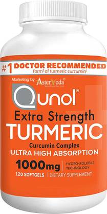 Asterveda Qunol - Extra Strength Turmeric Curcumin Complex || 120 Softgels ||