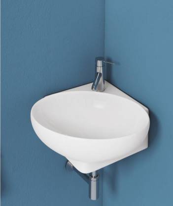 NEXGEN SUPER WHITE GLOSSY PREMIUM SCRATCH PROOF CERAMIC ROUND WASH BASIN / (30*40*14) CM Corner Basin