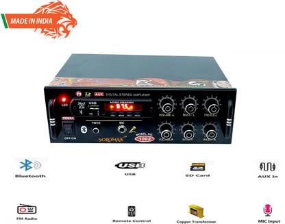 solomax DJ remix 1002 BT iron fist metal remix Full Black Digital Stereo With BT/ USB/ SD-Card /FM /AUX 1000 W AV Power Amplifier (Black) 260 W AV Power Amplifier (Black) 260 W AV Power Amplifier