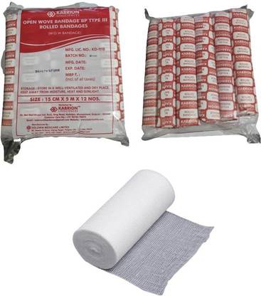 KABRION Open Wove Rolled Bandages BP Type III (15 CM x 5 M x 12 Nos) Pack of 1 Bandage Protector