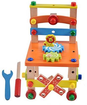 Akrobo Assembling Disassembling Wooden Multifunctional Chair With Nut & Screw Toys For Kids