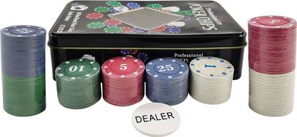 NHR Poker Chip Set with Case, 100 Pcs Casino Poker Chips with 1 Dealer Button (Set of 100 chips)