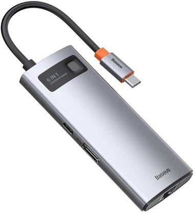 Baseus Metal Gleam 6in1 multifunctional HUB USB Type C - USB Type C Power Delivery 100 W / HDMI 4K 30 Hz / 3x USB 3.2 Gen 1 / RJ45 1 Gbps USB Type-C Hub