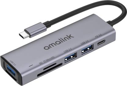 Amalink USB Type C to 5 in 1 Hub Dock 1XSD/TF Card Reader Compatible with USB 3.0, USB 2.0 Ports & Thunderbolt 3.0 (85W Power Delivery) for Macbook Surface Samsung 95120D Docking Station