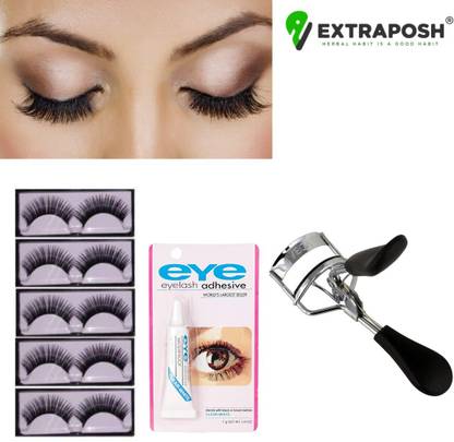 Extraposh EYELASH CURLER WITH Eyelash Extensions Individual Lashes 0.03mm B curl 7-15mm Mix Tray Classic Mega Volume Matte Black Soft Natural & Eyelash Glue