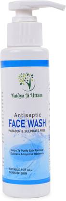 Vaidya Ji Uttam Antiseptic (100 ml) with Lemon Extract, Aloe-Vera Gel, Green Tea Extract, Glycerne, Cucumber Extract and Vitamin-C Face Wash
