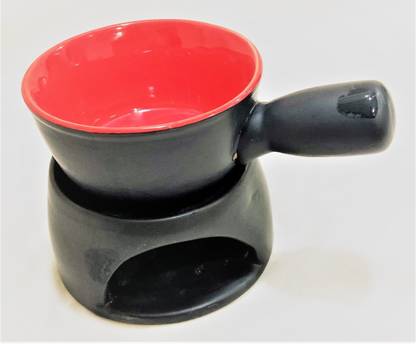 Your Local Store Red Color Ceramic Fondue Set Base Bowl One Tea light Ceramic Fondue Set