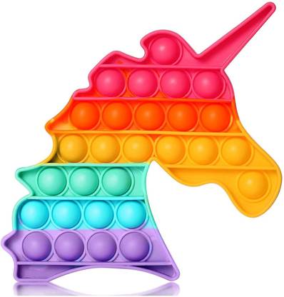 CATALYST Kids Friendly Push Pop Silicone Fidget Toy, Big Rainbow Colour Unicorn pop,Bubbles Big Size Squeeze Toys