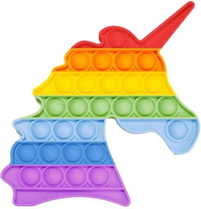 Techobucks High Quality Silicon Push Pop Silicone Fidget Toy, Big Rainbow Colour Unicorn pop,Bubbles Stress Relief and Anti-Anxiety Tools