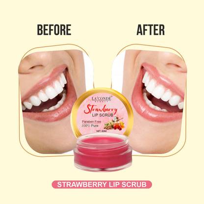 La'Conde Premium Strawberry Lip Scrub for removal of tanning & darkness of lips to make light and bright lips- Enriched with Vitamin E & Shea Butter(08 GMS) Strawberry