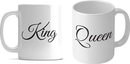 Shieldsmore "King Queen" Printed Gift for valentine's day and anniversary.gift for wife, Husband, Couple, Friends, Lover,girlfriend ,boyfriend, beauty full Set ofs design 8 Ceramic Coffee Mug