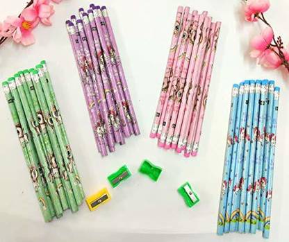 Tera13 unicorn 12 pencil set with sharpener multicolor unicorn pencil unicorn pencil for girls unicorn sharpener unicorn sharpener for kids (pack of 4 items) Pencil Grip