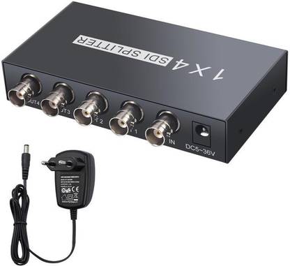 microware SDI Splitter 1x4 SDI Splitter 1 In To 4 Out Supports SD-SDI HD-SDI 3G-SDI Repeater Extender with Power Adapter Media Streaming Device